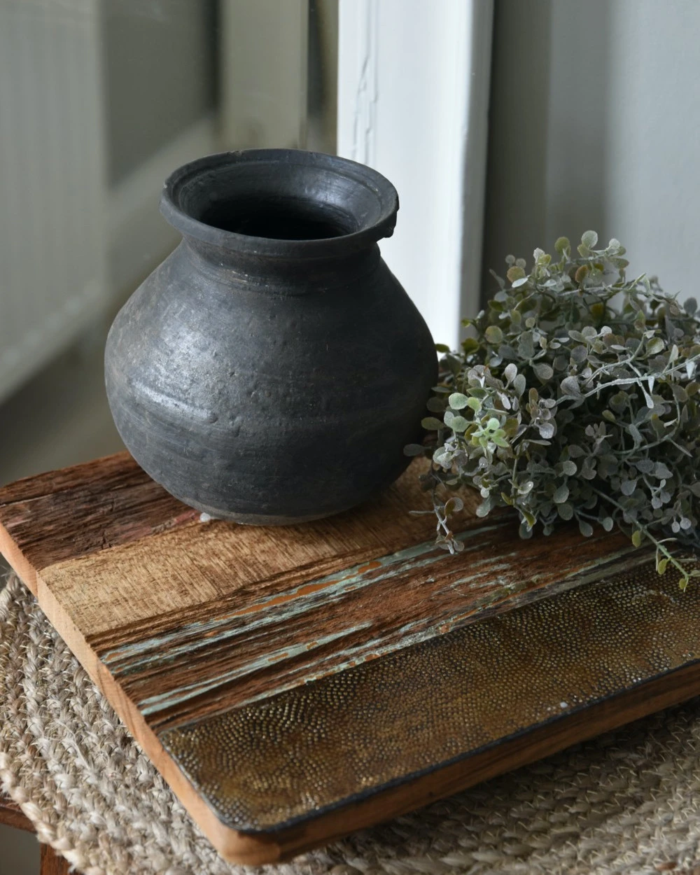 Bolle Oude Klei Pot Met Kraag - Afbeelding 3