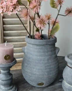 Bolle Vaas Met Ribbel Reliëf En Dichte Oortjes Majestic, Brynxz