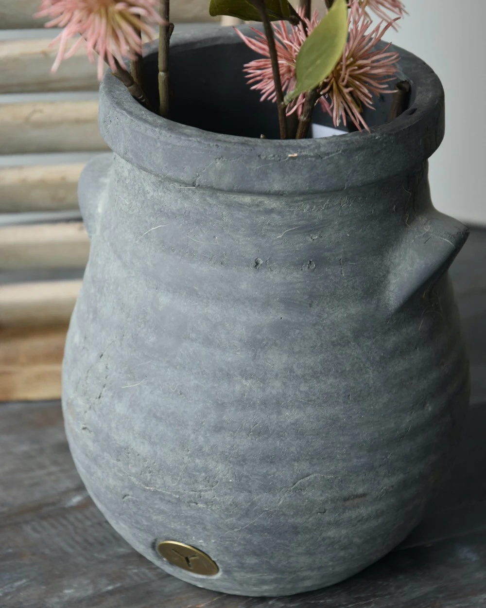 Bolle Vaas Met Ribbel Reliëf En Dichte Oortjes Majestic, Brynxz - Afbeelding 6