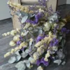 Droogbloemen Boeket Met O.a. Bougainvillea En Eucalyptus In Het Lila, Crème Grijs