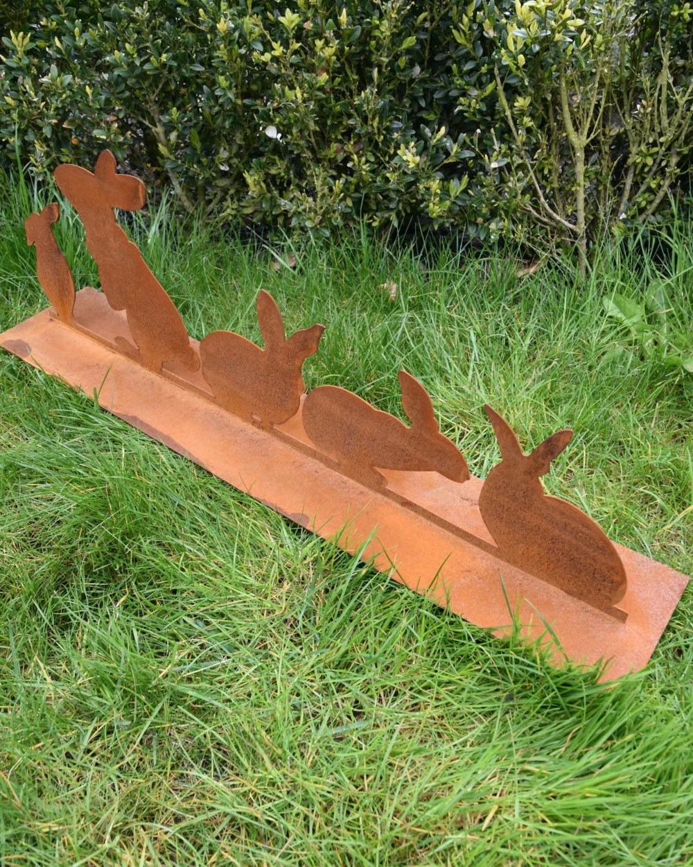 Ecoroest Tuindecoratie Met 5 Verschillende Konijnen Op Een Rij - Afbeelding 2