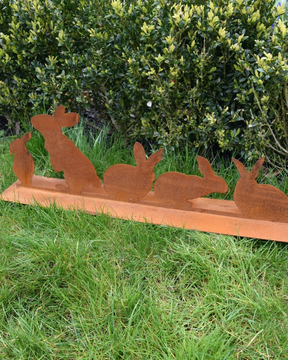 Ecoroest Tuindecoratie Met 5 Verschillende Konijnen Op Een Rij - Afbeelding 6