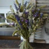 Gemengd Droogbloemen Boeket In Naturel Groen Lila En Blauw
