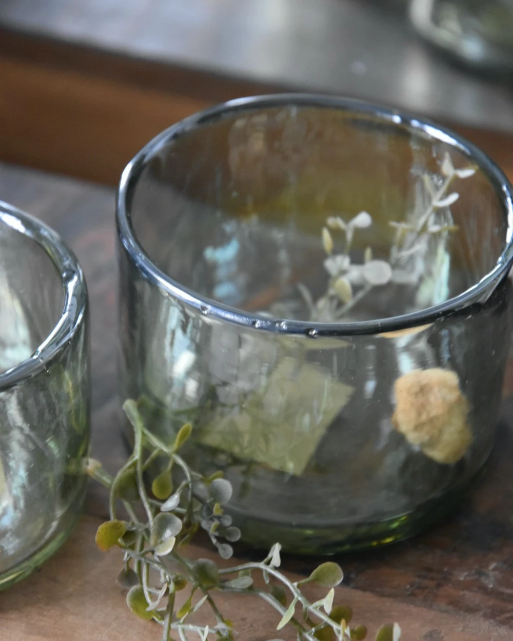 Glazen Theelichten In Parelmoer Groen Set Van Twee, Brynxz - Afbeelding 2