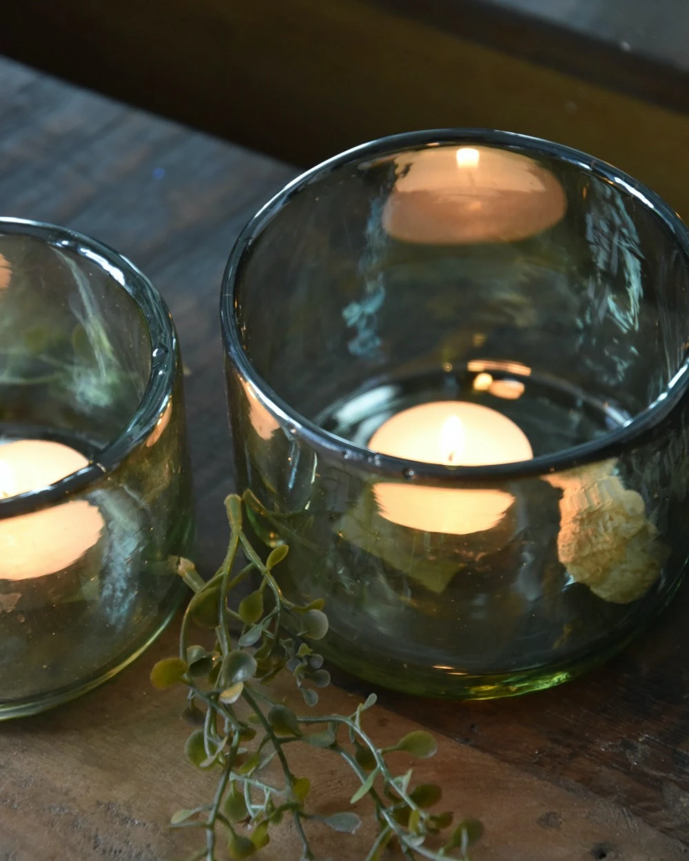 Glazen Theelichten In Parelmoer Groen Set Van Twee, Brynxz - Afbeelding 3