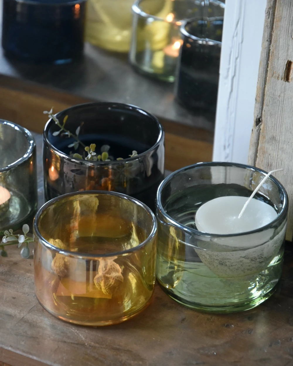 Glazen Theelichten In Parelmoer Groen Set Van Twee, Brynxz - Afbeelding 4