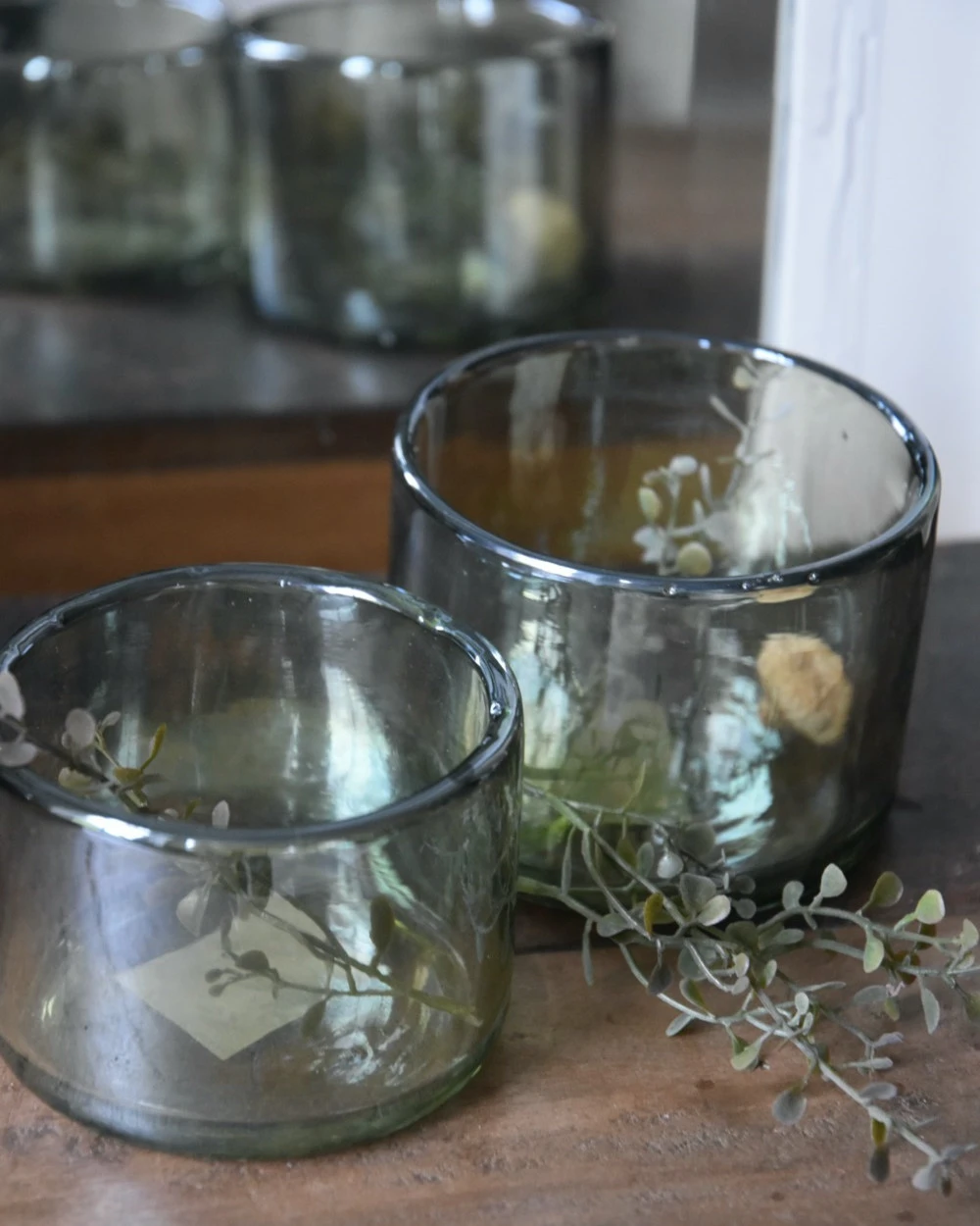 Glazen Theelichten In Parelmoer Groen Set Van Twee, Brynxz - Afbeelding 5