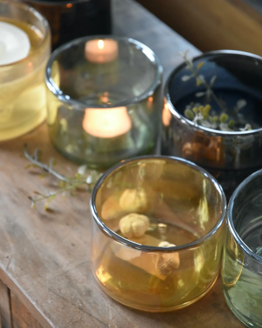 Glazen Theelichten In Parelmoer Groen Set Van Twee, Brynxz - Afbeelding 6