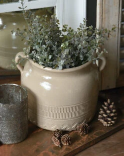 Gres Pot Met Patroon In Onderrand En Oren, IB Laursen