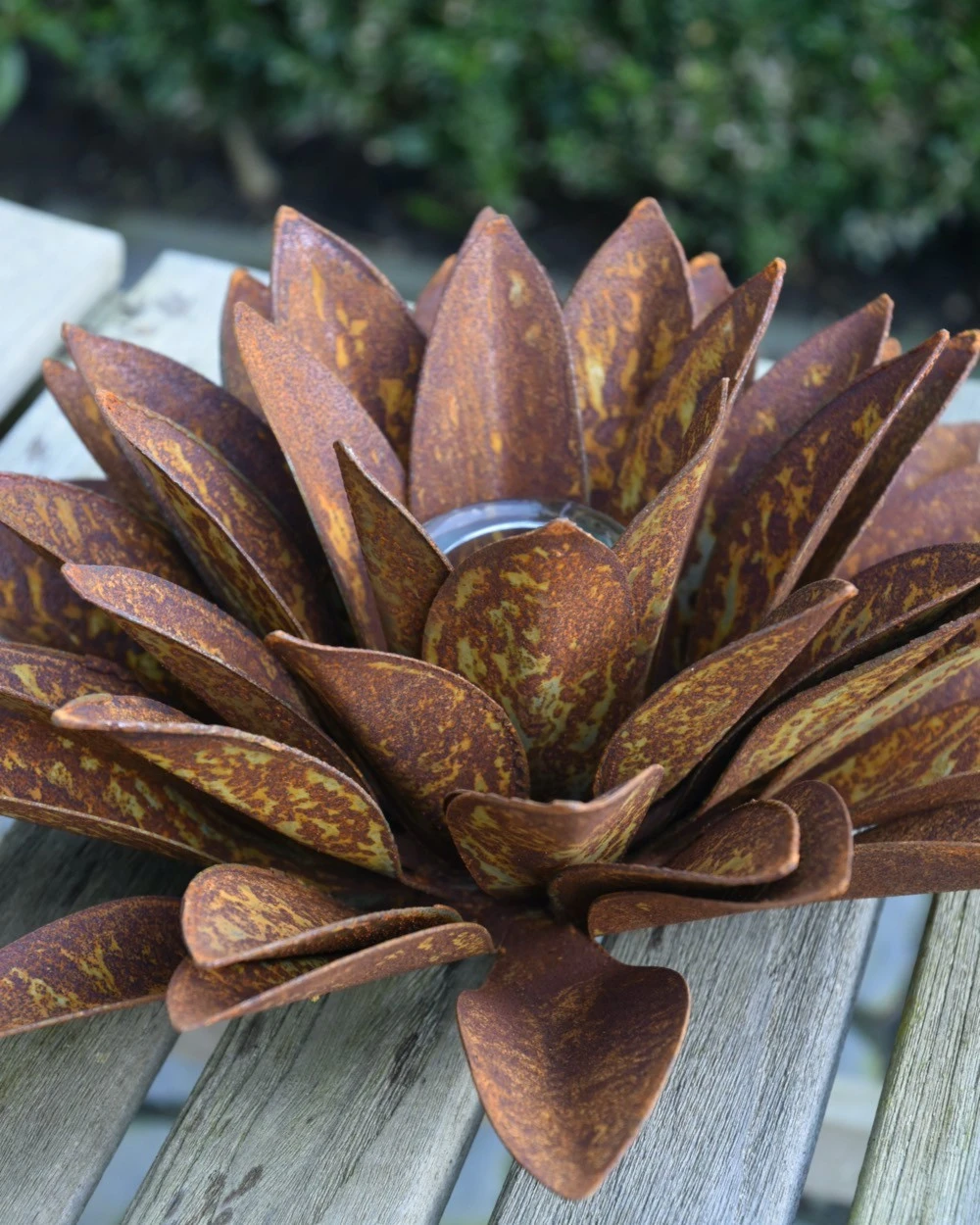 Grote Roest Bloem Met Waxinelicht Houder - Afbeelding 4