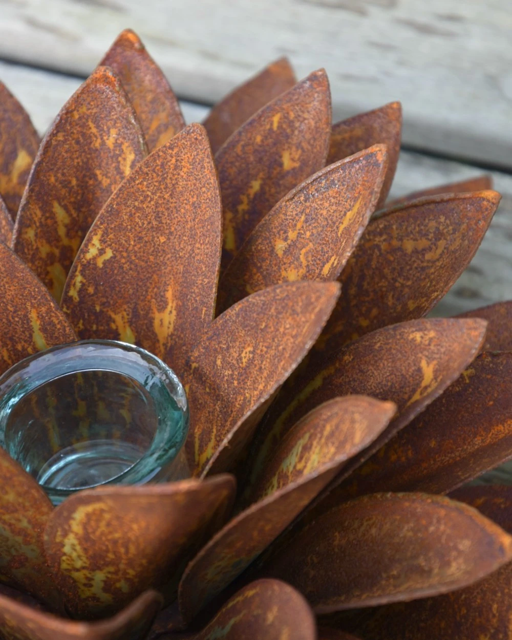 Grote Roest Bloem Met Waxinelicht Houder - Afbeelding 6