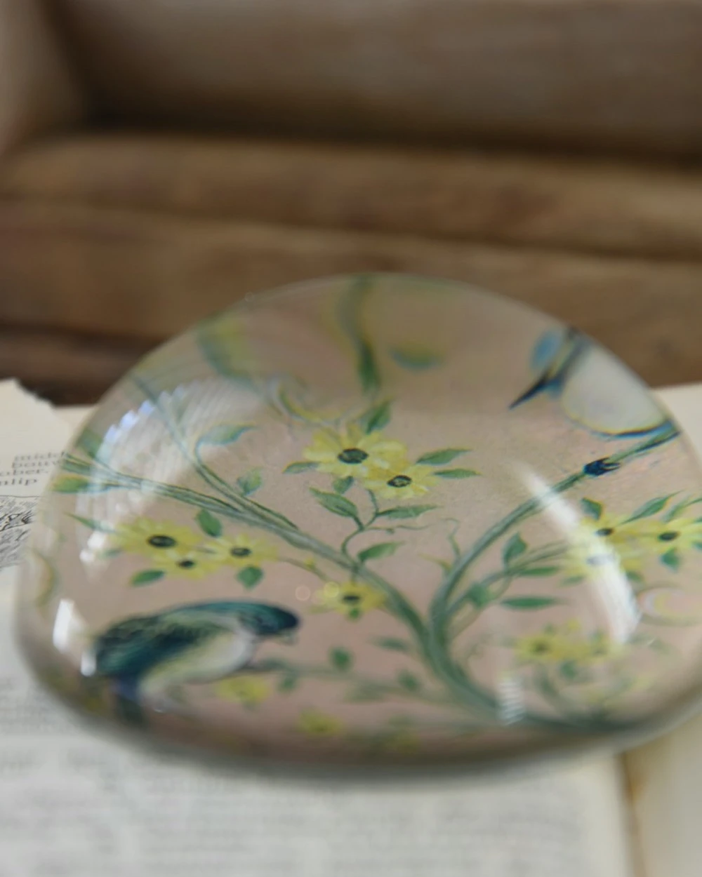 Halve Bol Van Glas Met Vogels In Pastel - Afbeelding 5