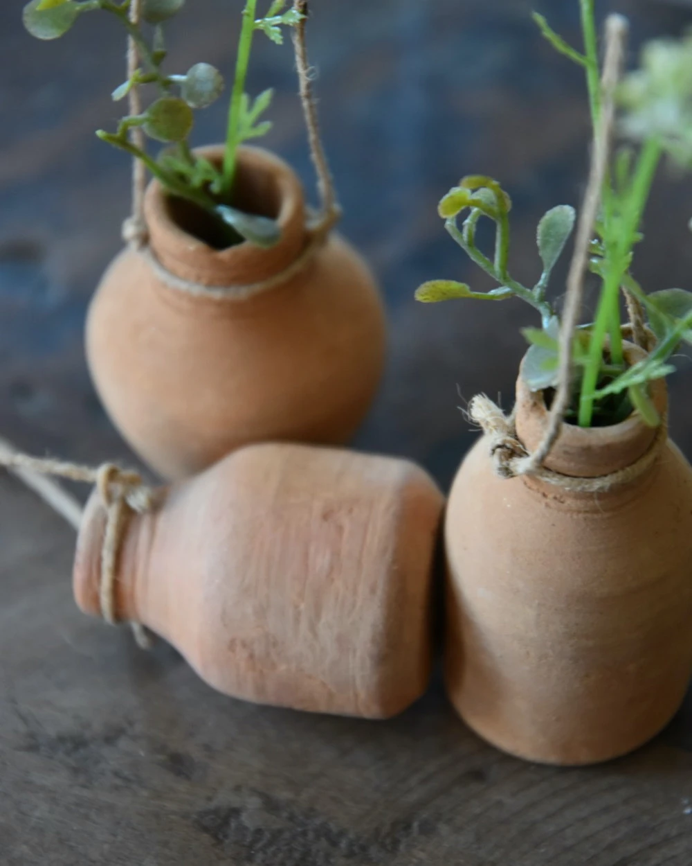 Handgemaakte Aardewerk Flesjes Met Ophang Touw Set Van 3, IB Laursen - Afbeelding 3