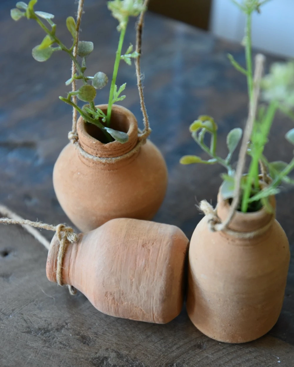Handgemaakte Aardewerk Flesjes Met Ophang Touw Set Van 3, IB Laursen - Afbeelding 8