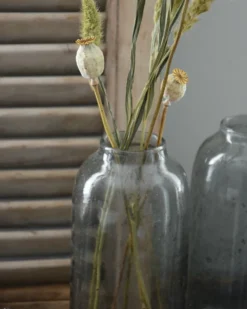 Hoge Vaas Met Bubbels, Zilvermetaal En Grijze Gloed