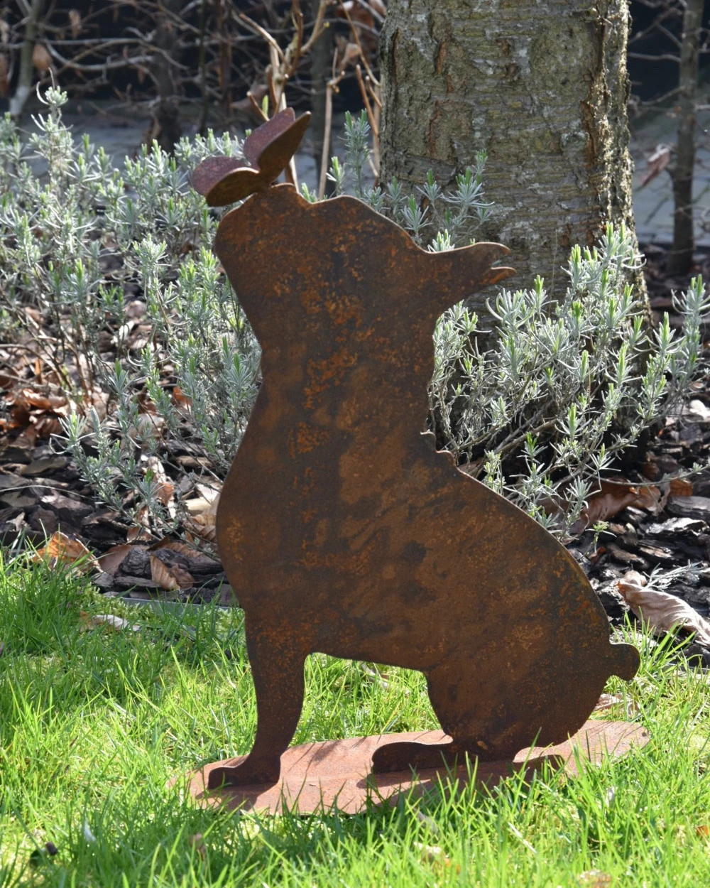 Hond Met Vlinder Op Z'n Neus Ecoroest Tuindecoratie - Afbeelding 2