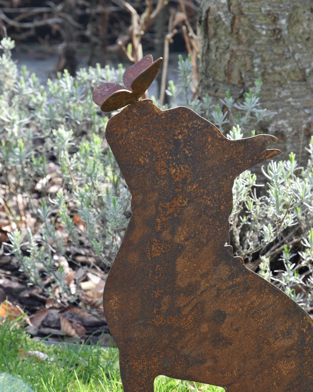 Hond Met Vlinder Op Z'n Neus Ecoroest Tuindecoratie - Afbeelding 4