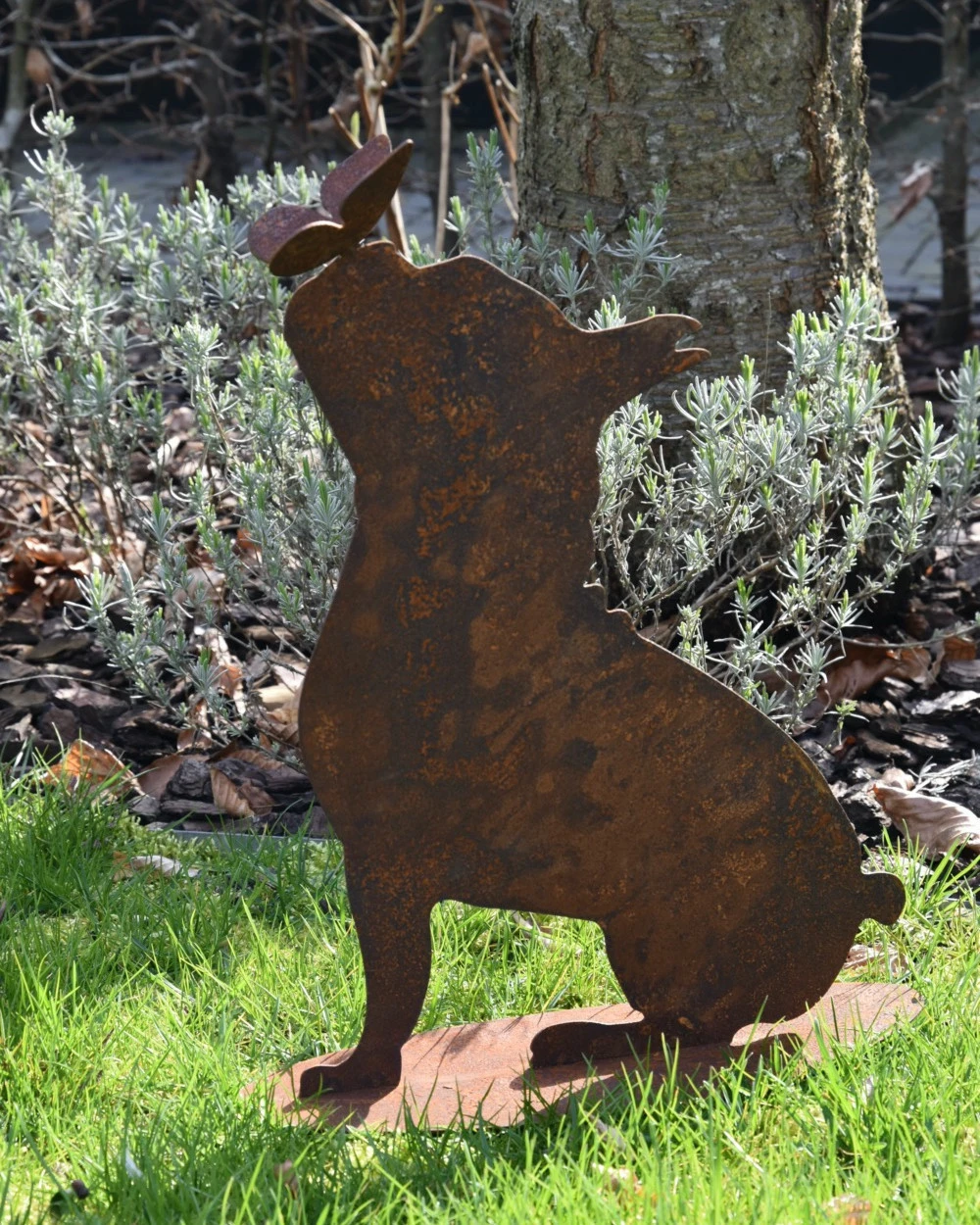 Hond Met Vlinder Op Z'n Neus Ecoroest Tuindecoratie - Afbeelding 5