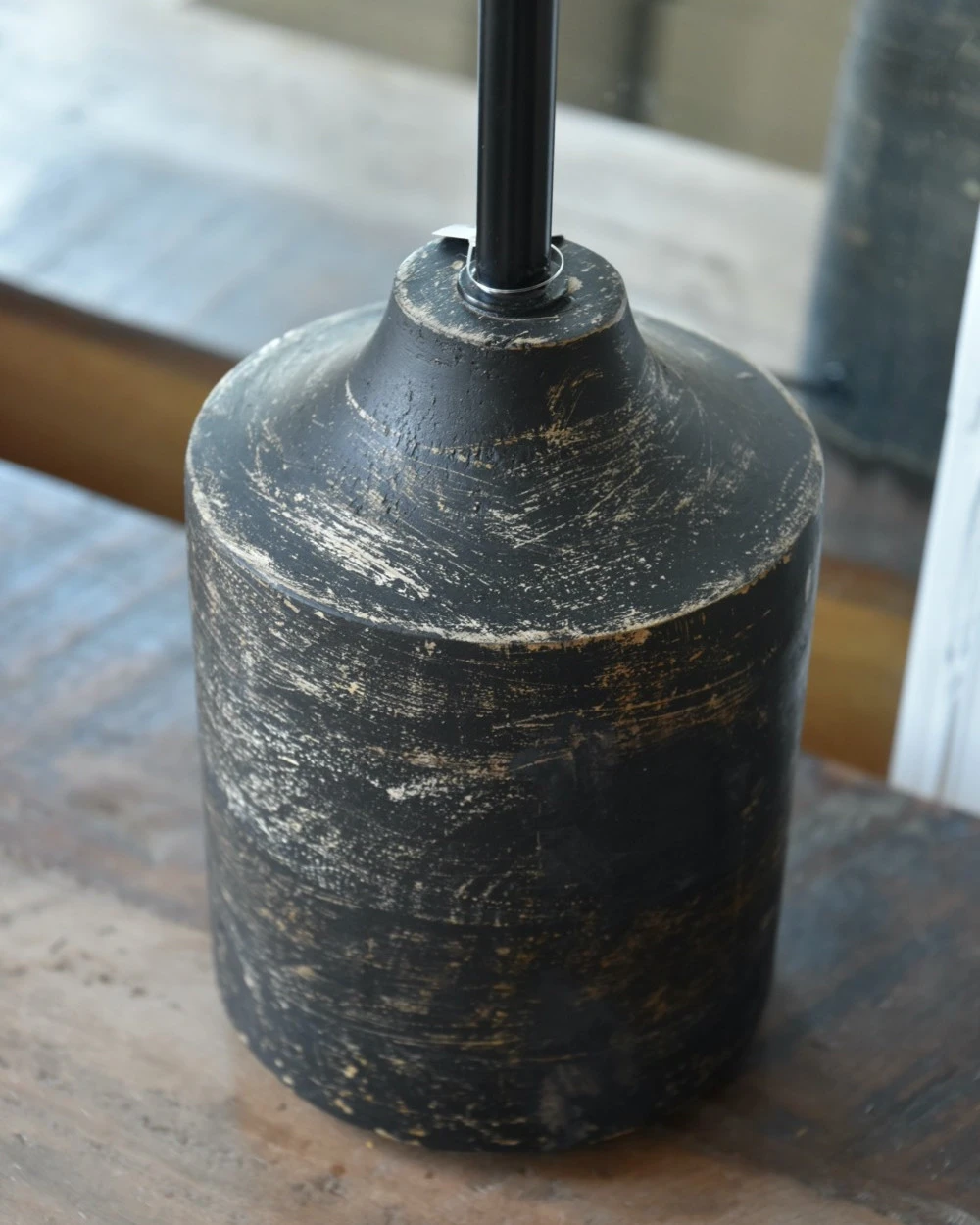 Houten Lampenvoet In Antiek Zwart - Afbeelding 4