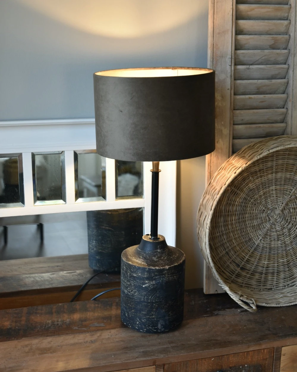 Houten Lampenvoet In Antiek Zwart - Afbeelding 5