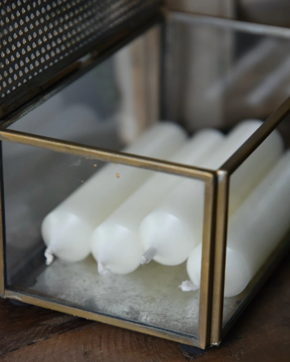 Kandelaar Kistje Antiek Look Metaal Glas, IB Laursen - Afbeelding 2