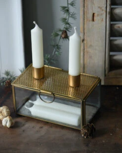 Kandelaar Kistje Antiek Look Metaal Glas, IB Laursen