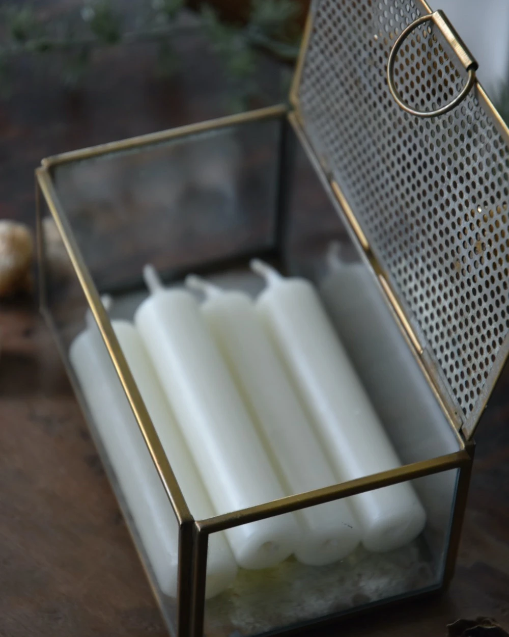 Kandelaar Kistje Antiek Look Metaal Glas, IB Laursen - Afbeelding 6