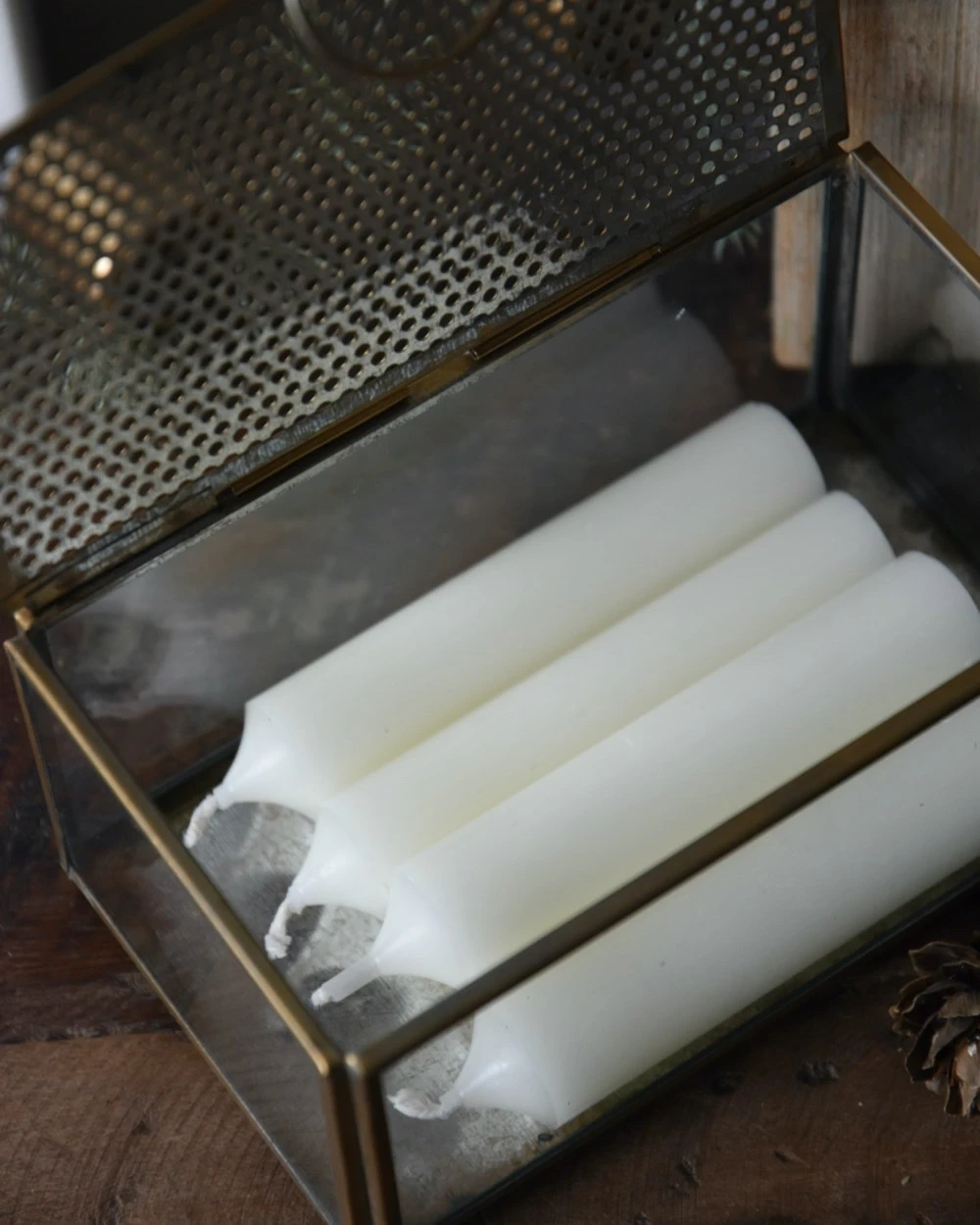 Kandelaar Kistje Antiek Look Metaal Glas, IB Laursen - Afbeelding 7