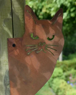 Kat Hoekjes Gluurder, Metalen Tuin Decoratie