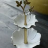 Kleine Etagere Bloem In Antiek Wit En Goud, Sieraden/bonbon Schaaltje