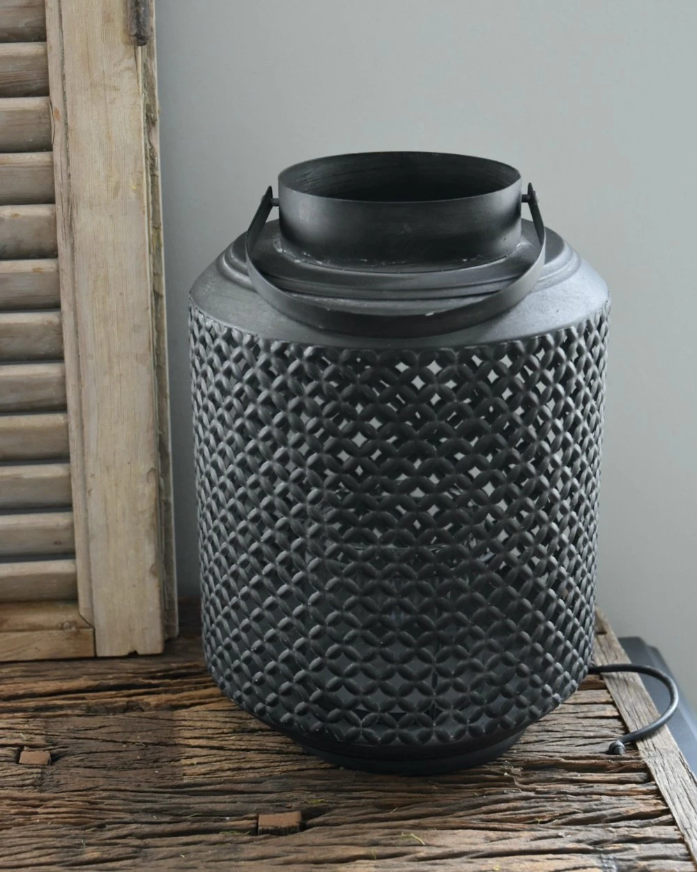 Metalen Lantaarn Met Gaatjes Patroon, XL - Afbeelding 2