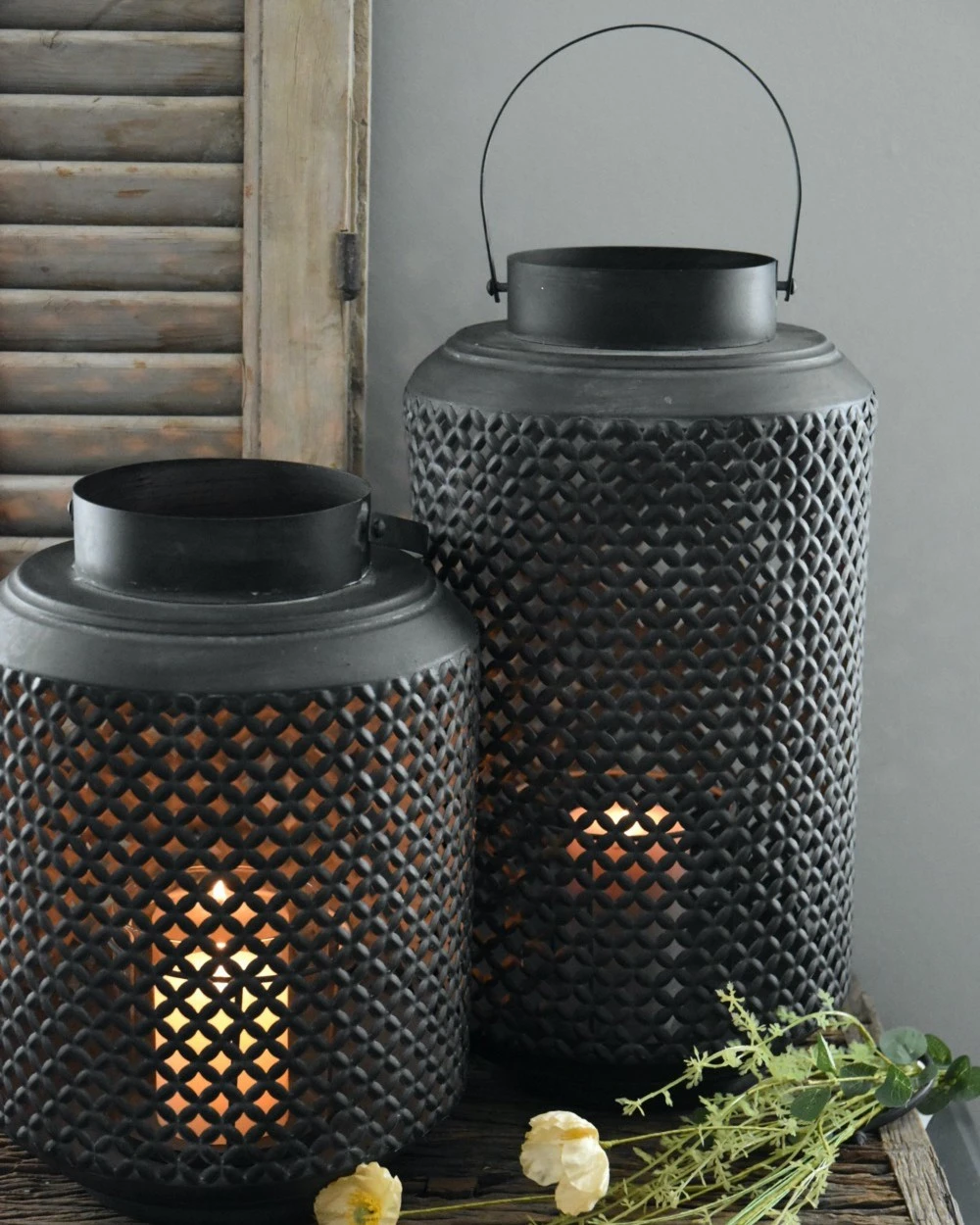 Metalen Lantaarn Met Gaatjes Patroon, XL - Afbeelding 4