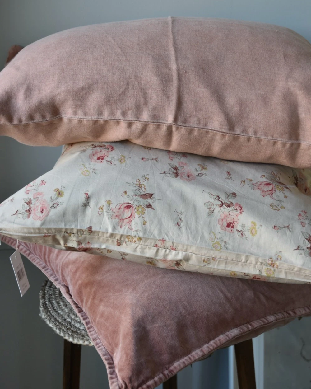 Pastel Roze Velours Kussenhoes 'Tuscany', IB Laursen - Afbeelding 2