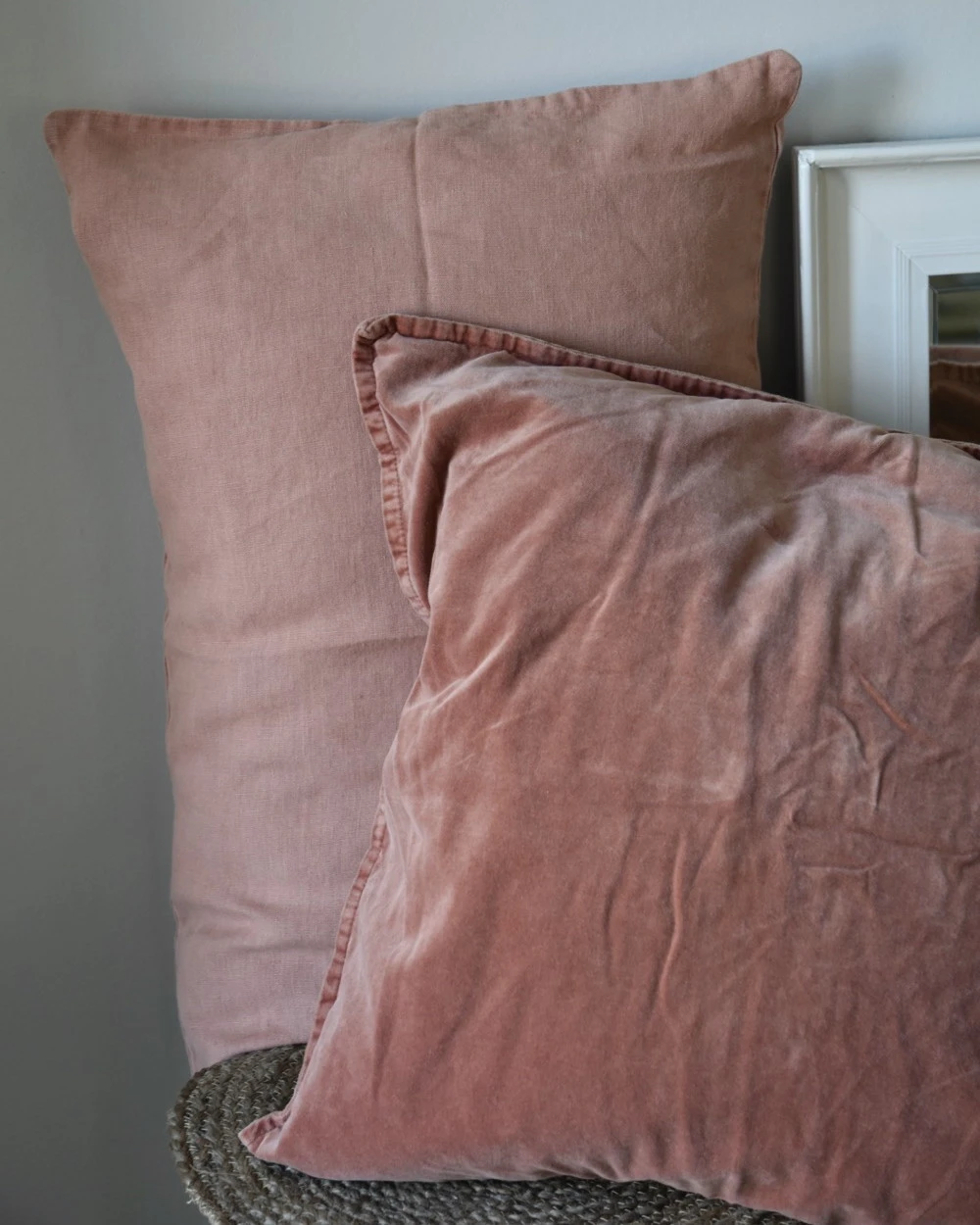 Pastel Roze Velours Kussenhoes 'Tuscany', IB Laursen - Afbeelding 3