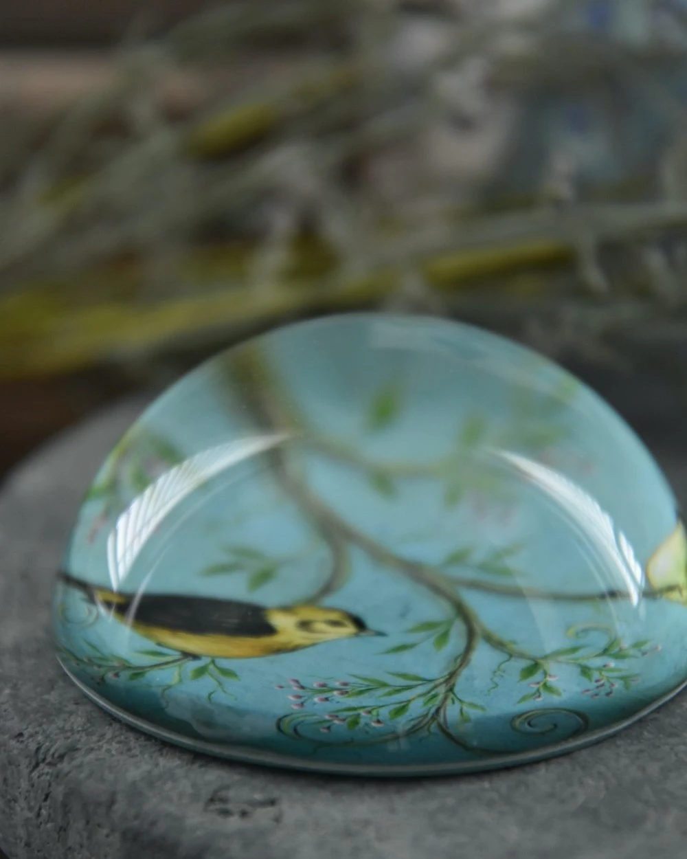 Presse Papier Met Vogels Op Tak In Pastel Blauw - Afbeelding 7