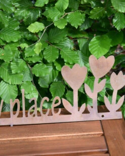 Tuindecoratie Wandtekst 'This Is My Happy Place' Met Bloemen