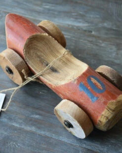 Unieke Vintage Houten Auto In Het Rood/bruin Nr 10, IB Laursen