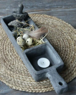 Vakkenbak Vintage Grijs Aardewerk Met Oor, 3 Vakken Brynxz