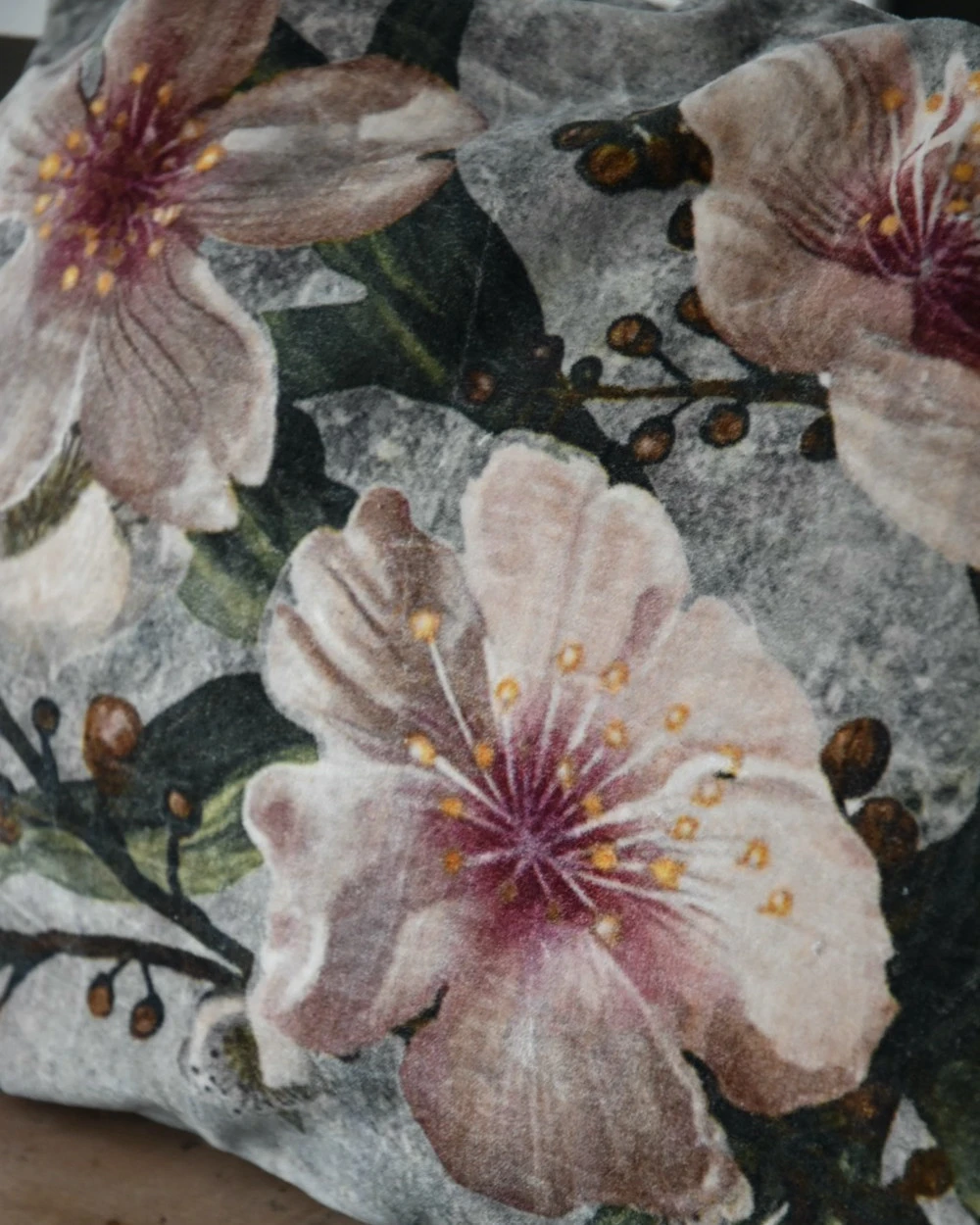 Velours Kussen Met Pastel Kleurige Bloemen Rechthoekig - Afbeelding 7