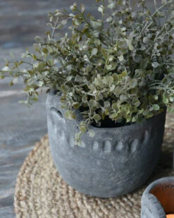 Vintage Grijze Pot Met Reliëf En Oortjes Groot, Brynxz