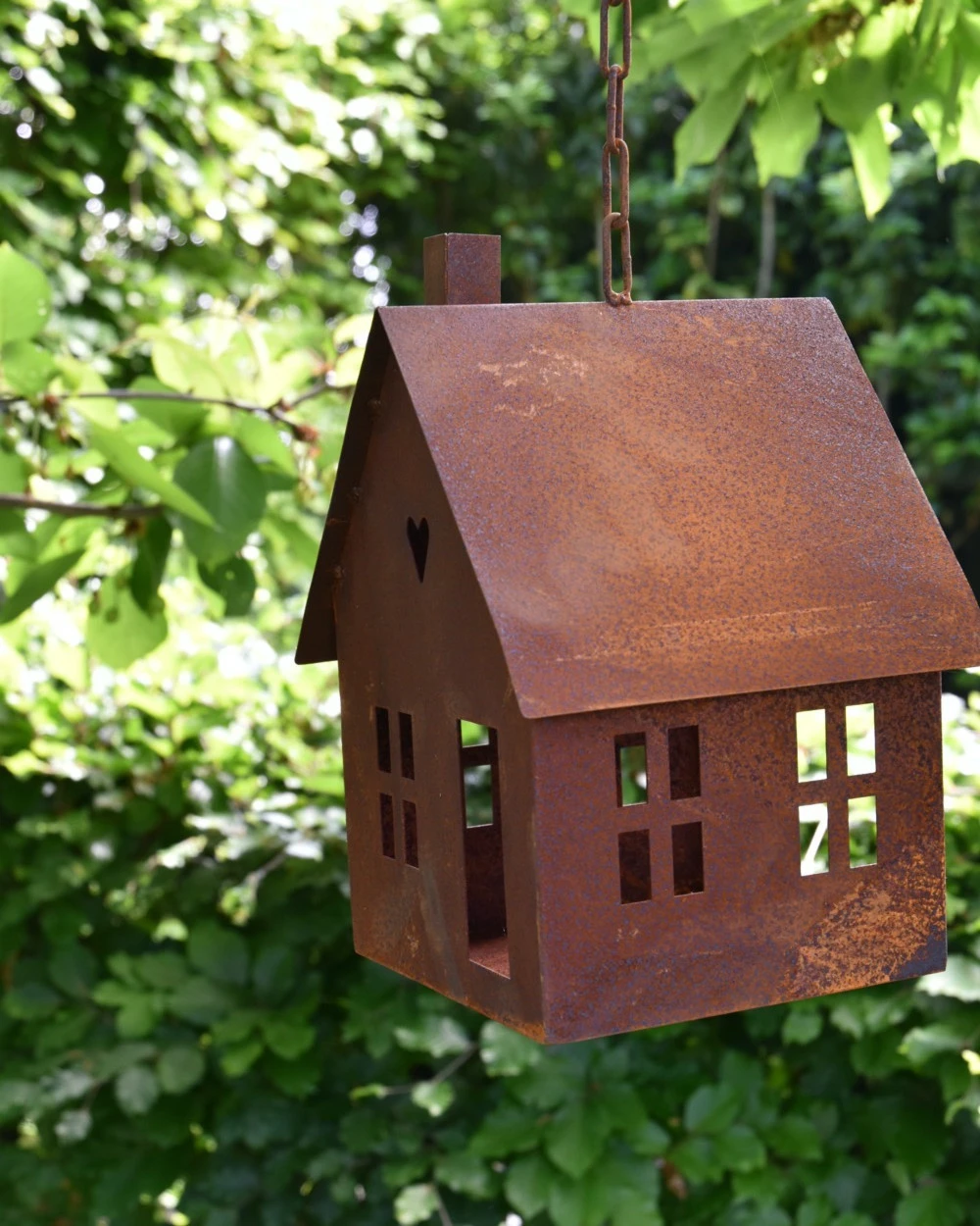 Vogel Voeder Huisje Van Roest Metaal Aan Ketting - Afbeelding 3
