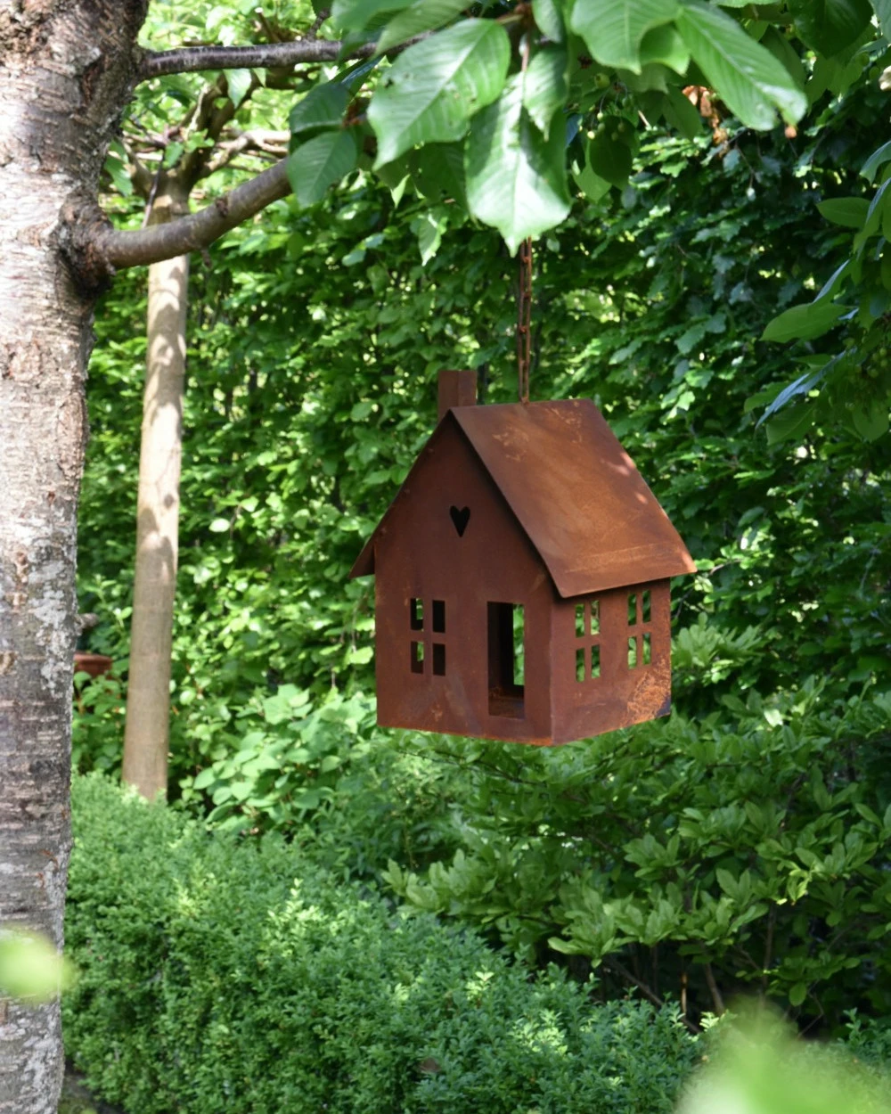 Vogel Voeder Huisje Van Roest Metaal Aan Ketting - Afbeelding 4