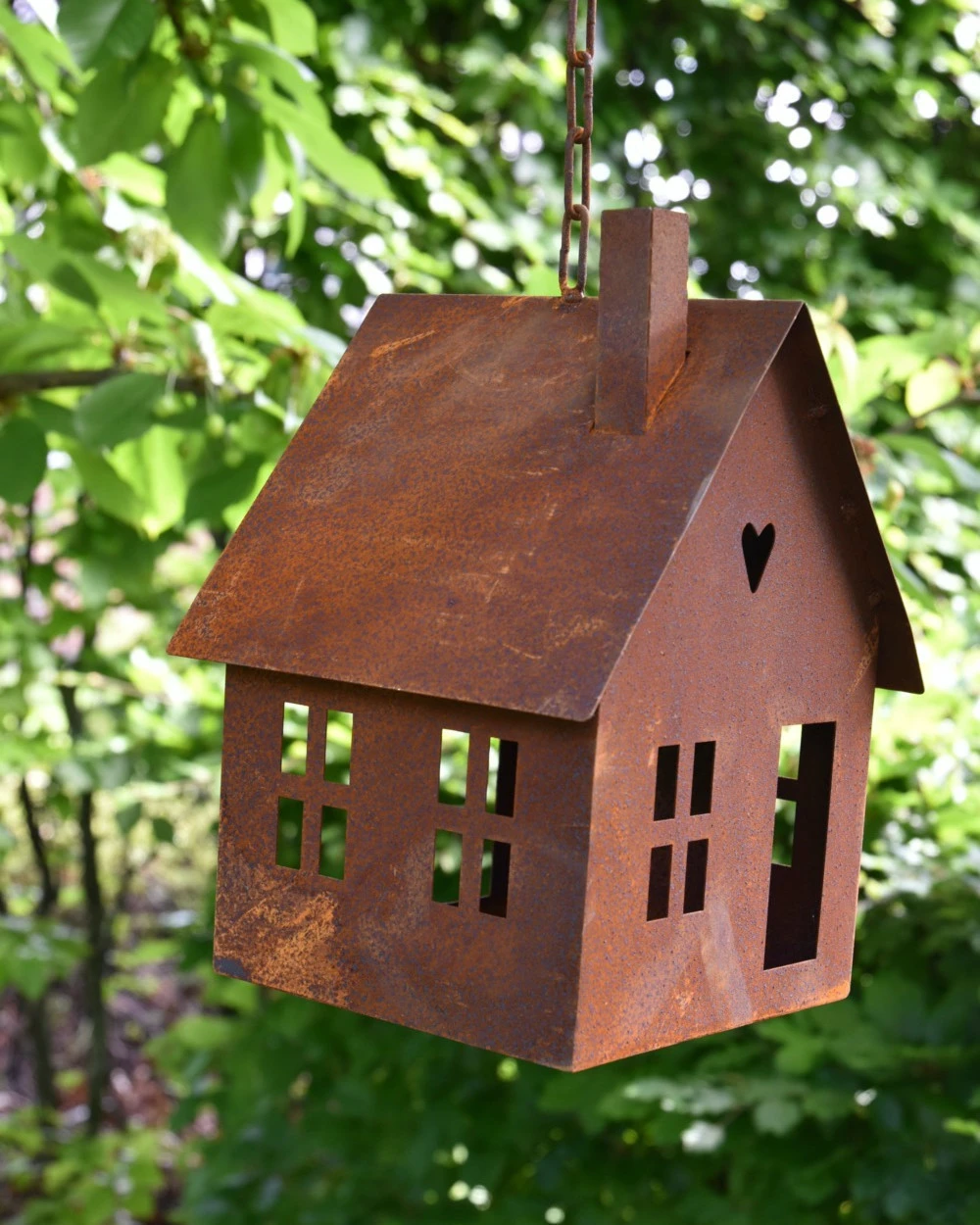 Vogel Voeder Huisje Van Roest Metaal Aan Ketting - Afbeelding 5