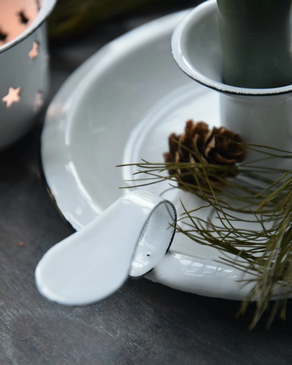 Wit Emaille Kandelaar Met Oor, IB Laursen - Afbeelding 4