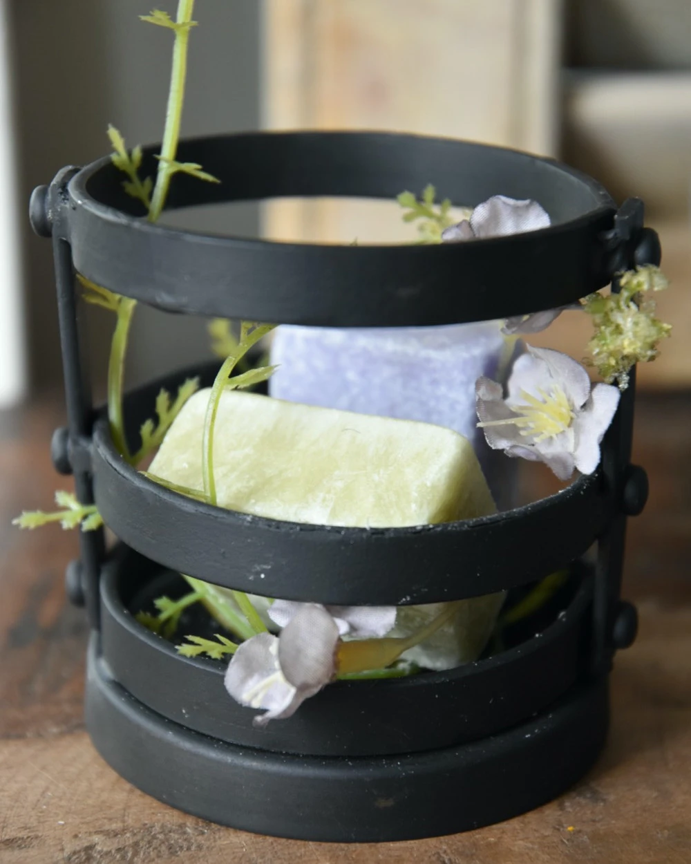 Zwarte Metalen Houder Met Amber Blokjes Lavendel En Jasmijn - Afbeelding 5